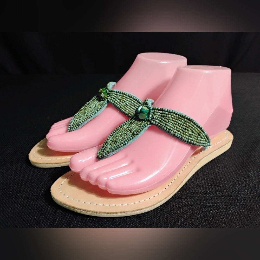 Cocobelle Sz 37 Us 7 Beaded Thong Sandals